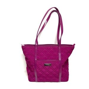 VERA BRADLEY Solid Fuchsia Quilted Tote Shoulder Bag